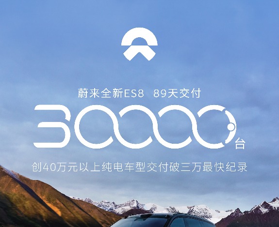 蔚来全新ES8交付量破3万台：上市仅89天，起售价40.68万元