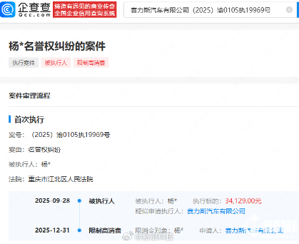 赛力斯汽车维权胜诉，被告因未履行赔偿被法院限高